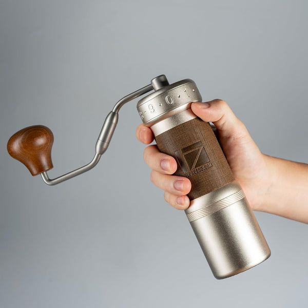 1Zpresso K-Ultra Manual Coffee Grinder Silver with Assembly Constituency Grind Stainless Steel Conical Burr, Foldable Handle, External Adjustable Setting Bundled