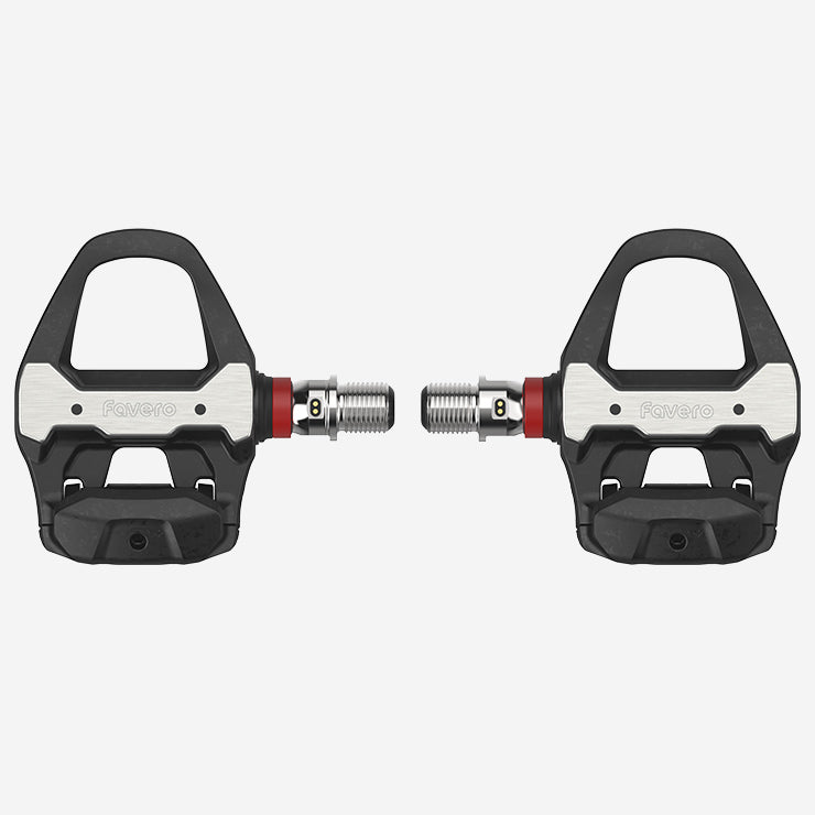 Favero Assioma PRO RS‑2 dual-sided SPD-SL power meter pedals in carbon-tech body