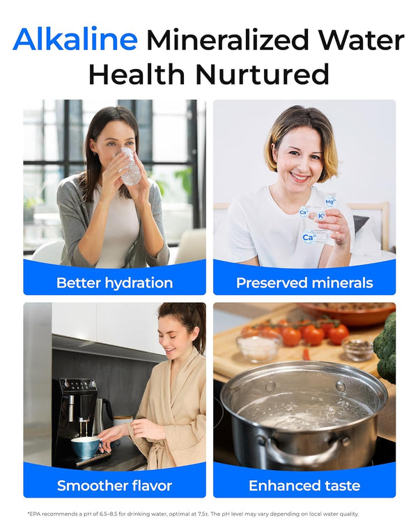 Waterdrop G5P500A Alkaline Water Filter System | NSF Certified RO Filtration | 500GPD Tankless