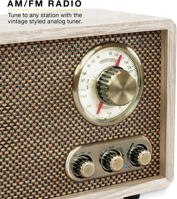 Victrola Willow retro wood Bluetooth radio front view