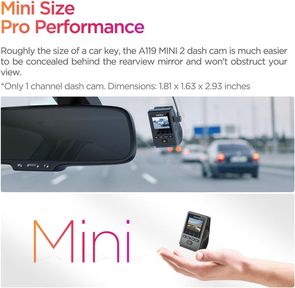 VIOFO A119 Mini 2 dash cam front view in car