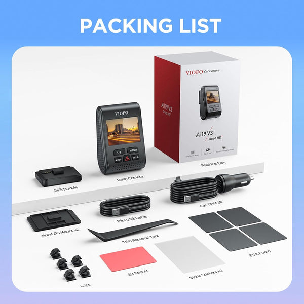 VIOFO A119 V3 2K front dash cam installed in car