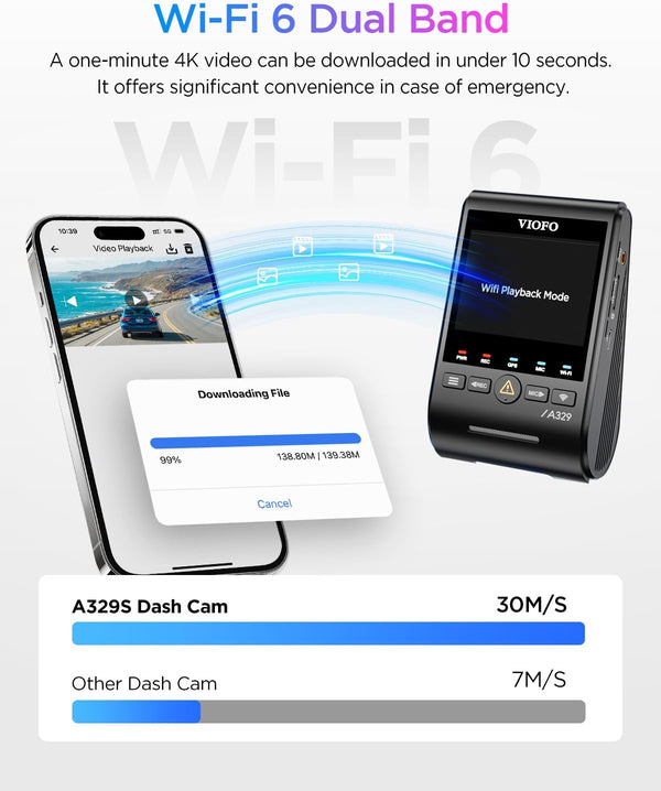 VIOFO A329S 3CH dash cam front cabin rear view