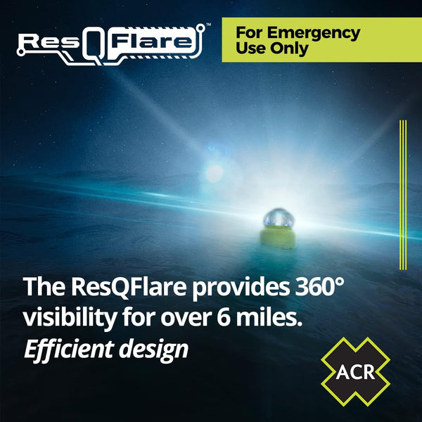ResQFlare LED Electronic Distress Flare with orange daytime distress flag – USCG approved marine safety device