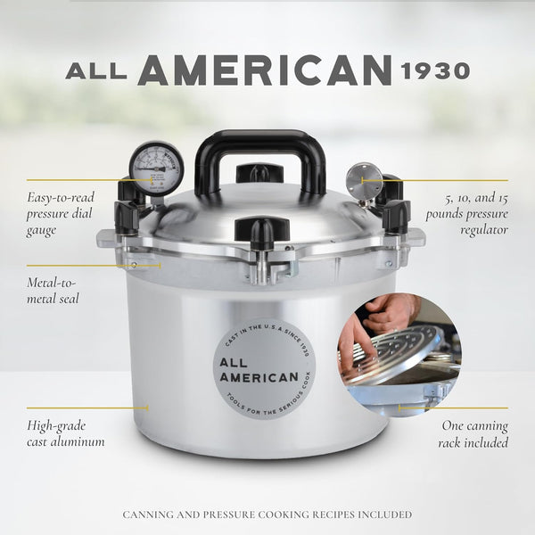 All American 1930 10.5 qt pressure cooker canner with metal-to-metal seal