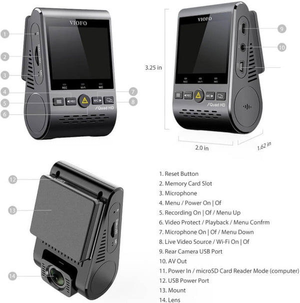 VIOFO A129 Plus Duo dual channel dash cam with GPS and Wi-Fi