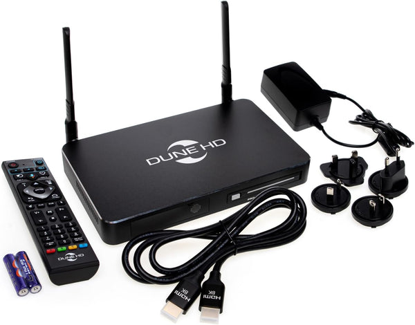 Dune HD Pro One Plus 8K media player with HDR support and Bluetooth remote