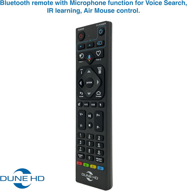 Dune HD Pro One Plus 8K media player with HDR support and Bluetooth remote
