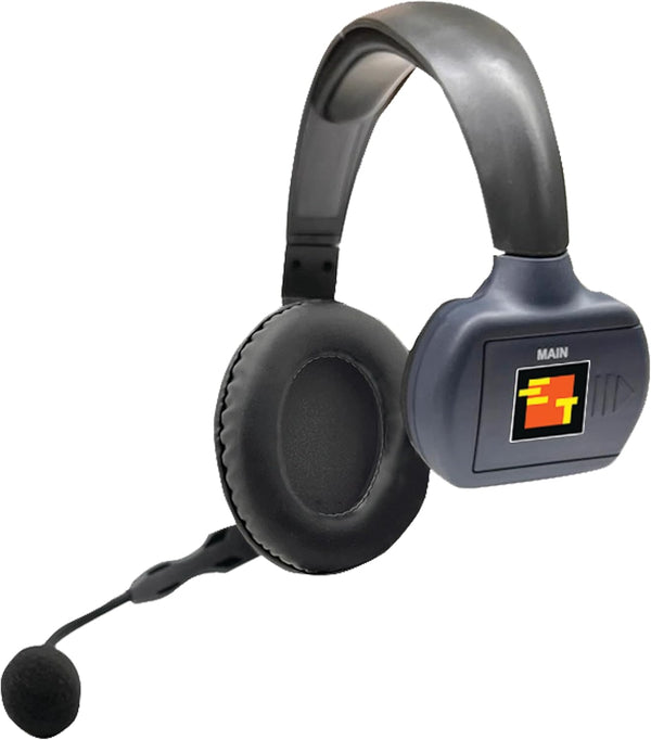 Ultralite ETP4S full duplex wireless intercom system with four single headsets and noise-reducing microphones