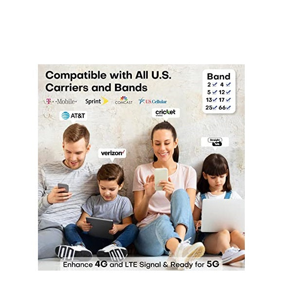 HiBoost Cell Phone Signal Booster for Verizon and AT&T, Cell Phone Booster for Home Cover Up to 4000 sq ft, Boost 4G 5G LTE on Brand 2/4/5/12/13/17, All U.S. Carriers and FCC Approved