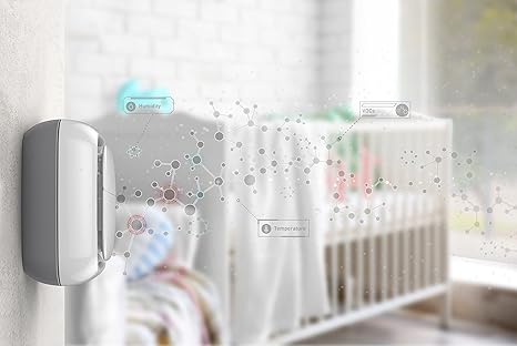 Lollipop Grey Nursery Sensor accessory for baby camera — tracks air quality, temperature, and humidity