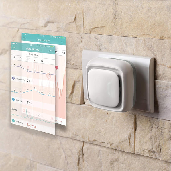 Lollipop Grey Nursery Sensor accessory for baby camera — tracks air quality, temperature, and humidity