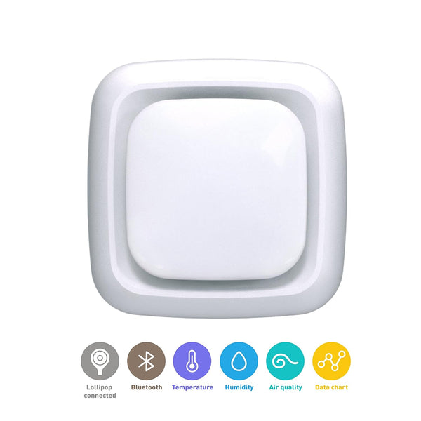 Lollipop Grey Nursery Sensor accessory for baby camera — tracks air quality, temperature, and humidity