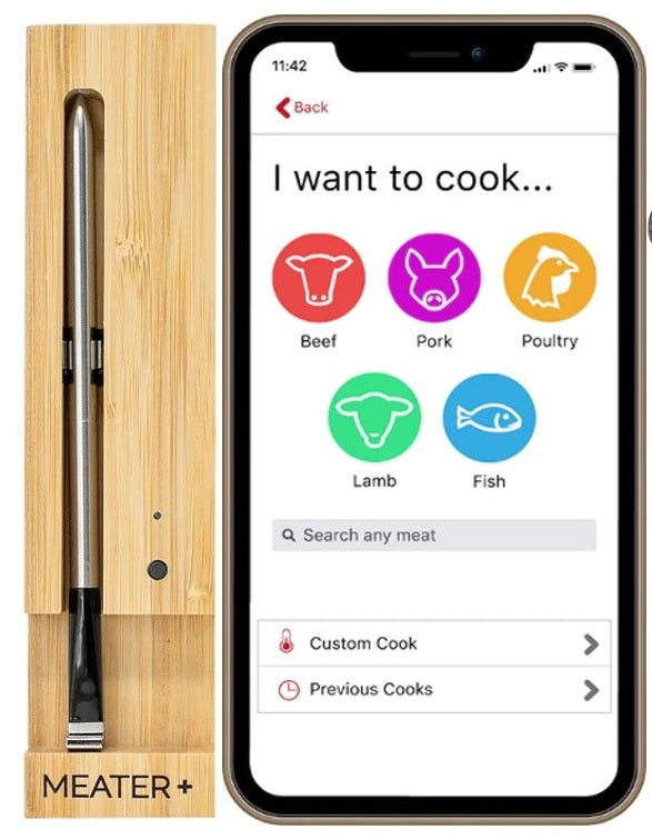 Meater Plus Wireless Meat Thermometer 165ft Long Range WIFI Digital Connectivity For The Oven, Grill, Kitchen, BBQ With Apron