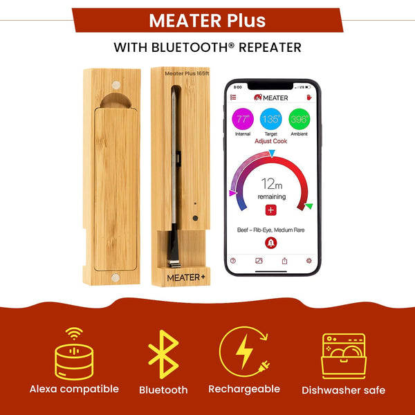 Meater Plus Wireless Meat Thermometer 165ft Long Range WIFI Digital Connectivity For The Oven, Grill, Kitchen, BBQ With Apron