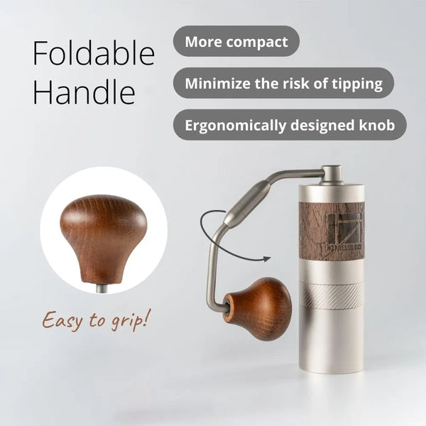 1Zpresso Q2 hand grinder on kitchen counter