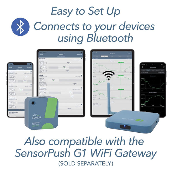 SensorPush HTP.xw Wireless Thermometer & Hygrometer with External Probe (Water-Resistant)