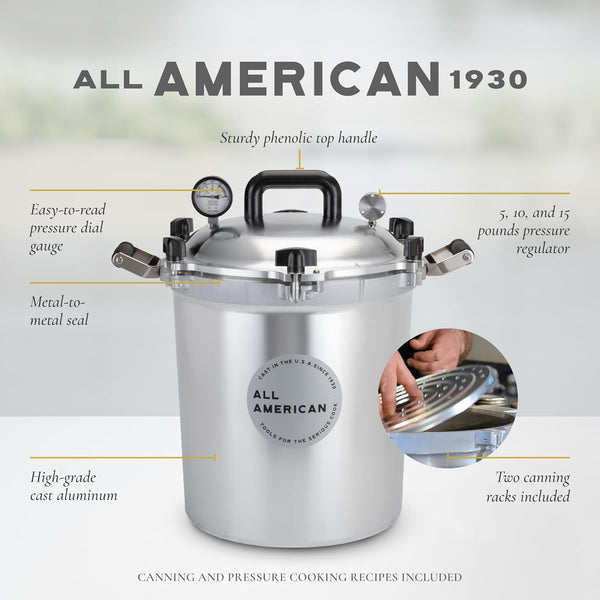 USA-made cast aluminum 30 qt pressure cooker & canner
