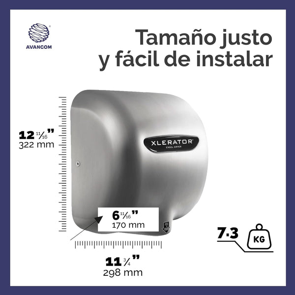 High-Speed XLERATOReco XL-SB-ECO 1.1N Hand Dryer - Brushed Stainless, Automatic Sensor, Noise Reduction
