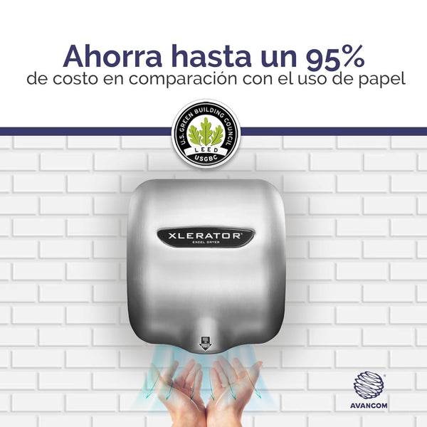 High-Speed XLERATOReco XL-SB-ECO 1.1N Hand Dryer - Brushed Stainless, Automatic Sensor, Noise Reduction