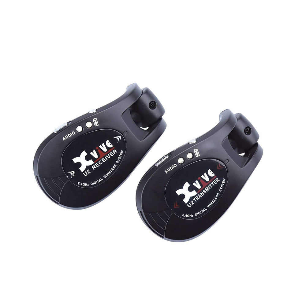 Xvive U2 Rechargeable 2.4GHZ Wireless Guitar System - Digital Guitar Transmitter and Receiver Violin Keyboard Black