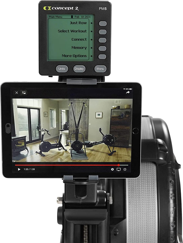 Concept2 RowErg with tablet holder for watching workouts and tracking performance