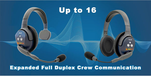 UltraLITE PRO16 ETP2S wireless intercom system with two single-ear headsets