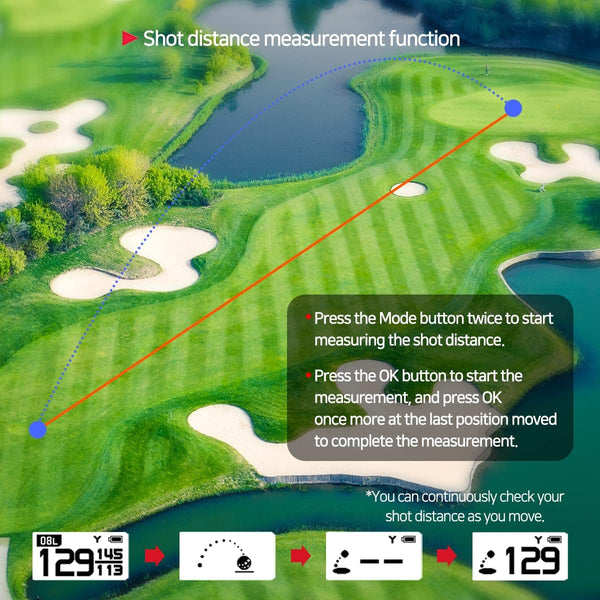 GolfBuddy Voice 2S+ Talking GPS Rangefinder clipped on a hat, showing screen and audio control