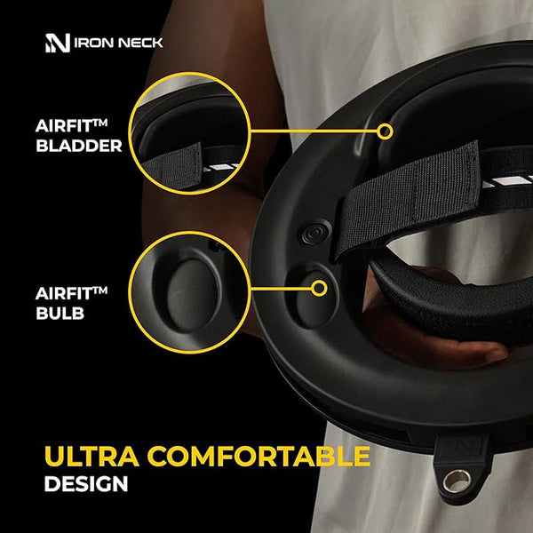 Iron Neck Strength & Therapy Device with AirFit system for neck training, rehab, and posture correction.