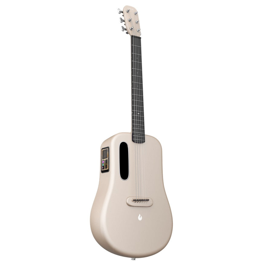 LAVA ME 3 38" Carbon Fiber Smart Acoustic Electric Guitar with Built-in Effects and HILAVA OS for Adults, Teens and Beginners - Soft Gold (Right Hand)