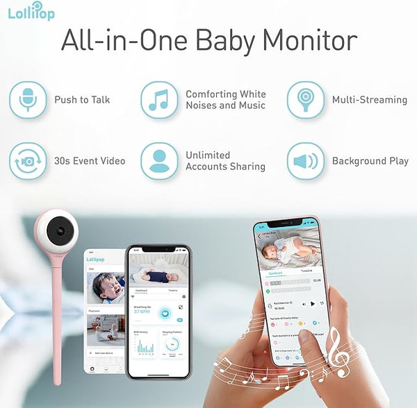 Lollipop Baby Camera with flexible stem and smart monitoring features