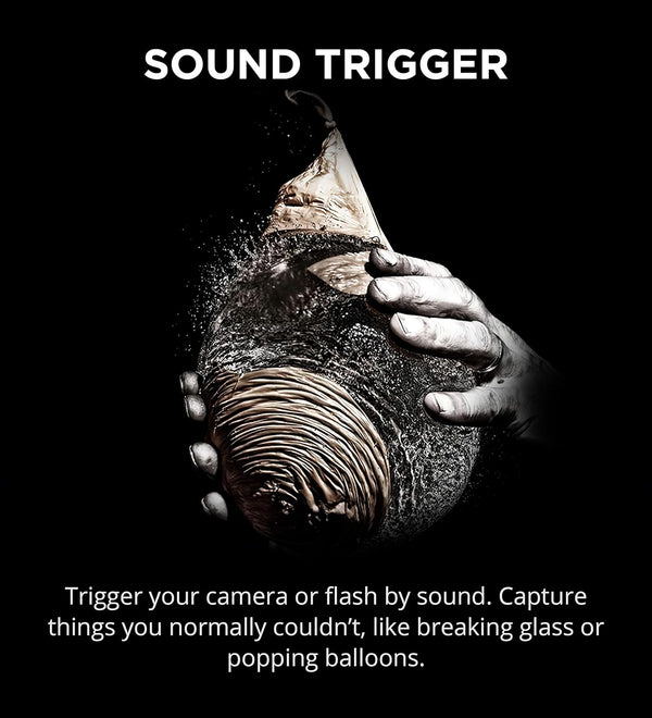 MIOPS Smart Plus sound trigger capturing high-speed events like breaking objects or popping balloons