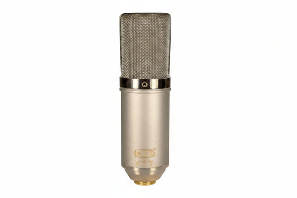 MXL V67G condenser microphone front view for studio vocals with warm vintage sound