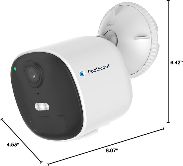 PoolScout wireless pool safety camera dimensions and size measurements illustration