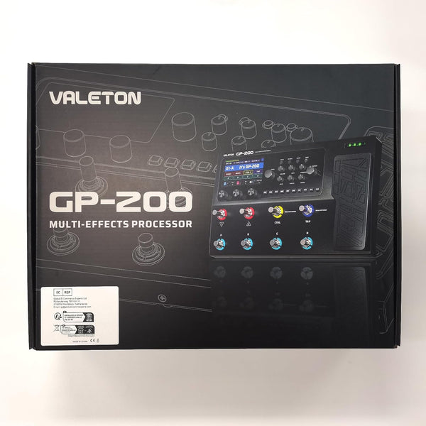 Valeton GP-200 multi effects processor retail packaging front showing product image and branding