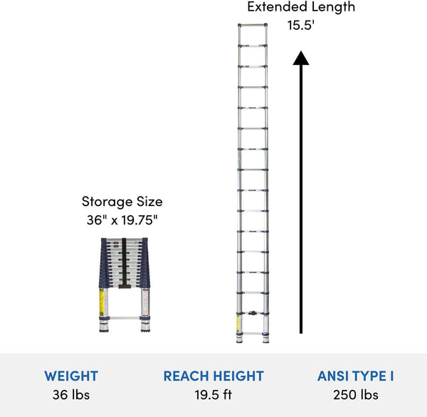 Xtend & Climb 785P Pro telescoping ladder fully extended to 15.5 ft