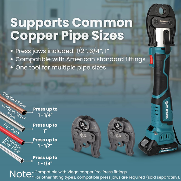 Zupper electric crimper with brushless motor for smooth power output low heat and longer tool life