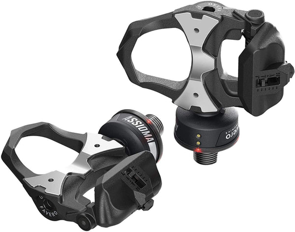 Favero Assioma Uno single-sided power meter mounted on a road bike pedal for accurate cycling performance tracking.