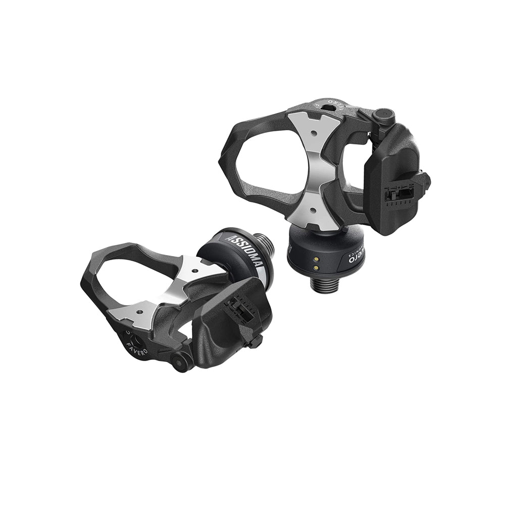 Favero Assioma UNO left pedal with power meter, red cleats, charger and tools
