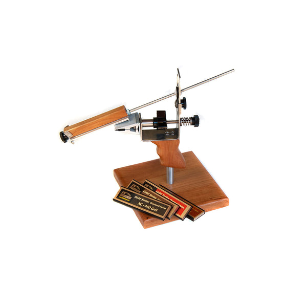 KME Precision Knife Sharpener System with 4 Gold Series Diamond Hones - Base Included