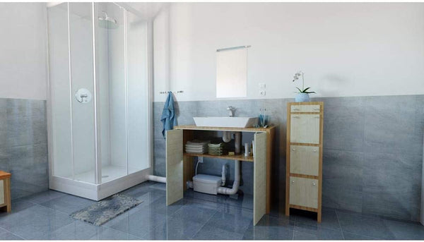 Saniflo 010 SANISHOWER, Upflush Toilet Water Basement, Bathroom & Water Pump Shower, Light Duty Gray sink system,