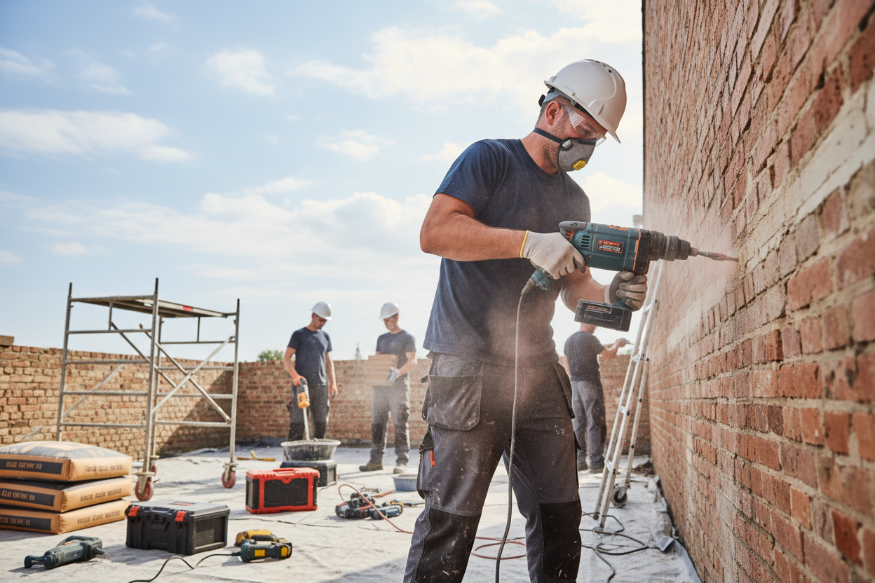 Boost Productivity in Your Masonry Crew: The Impact of QuikPoint Drill-Mate on Jobsite Efficiency