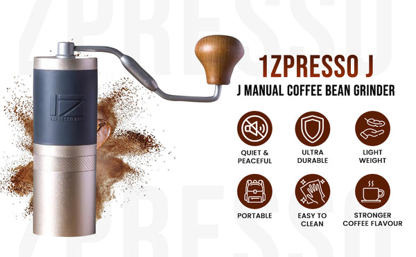 1Zpresso J Manual Coffee Bean Grinder with Adjustable Settings Patented Conical Burr Grinder for Coffee Beans & Aeropress Drip Coffee Espresso French Press 35 g Bundled