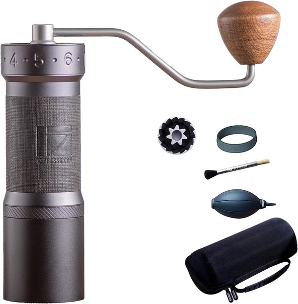 1Zpresso K-Max Manual Coffee Grinder with Assembly Constituency Grind Stainless Steel Conical Burr, Foldable Handle, External Adjustable Setting