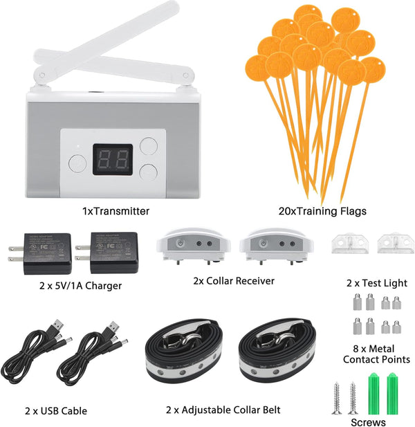 Electric Wireless Dog Fence System, Pet Containment System for 2 Dogs