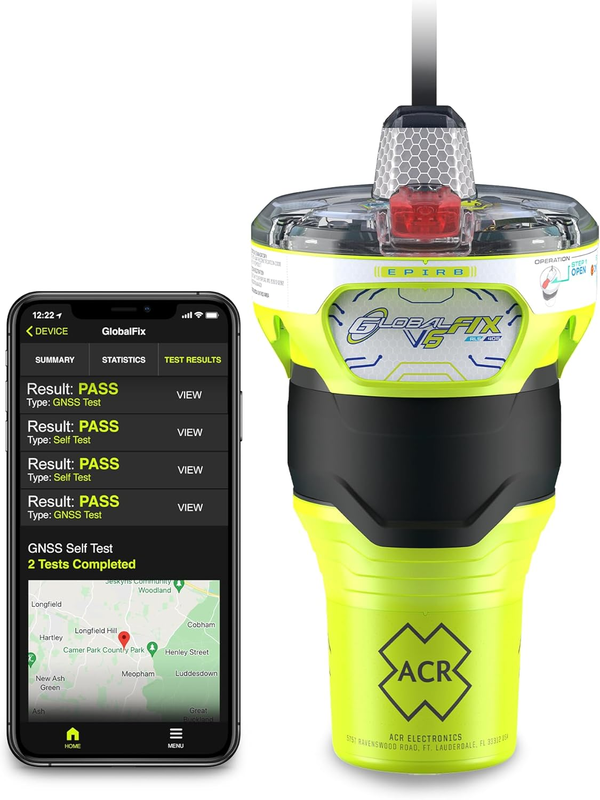 ACR GlobalFix V6 AIS EPIRB with included mounting bracket for marine vessel installation