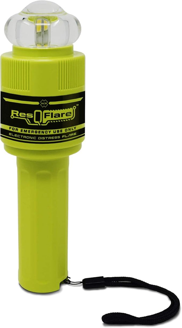 ResQFlare LED Electronic Distress Flare with orange daytime distress flag – USCG approved marine safety device