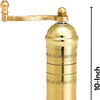 Alexander Mills 10-Inch Original Greek Brass Pepper Mill with hand crank and cleaning brushes – 2025 upgraded version