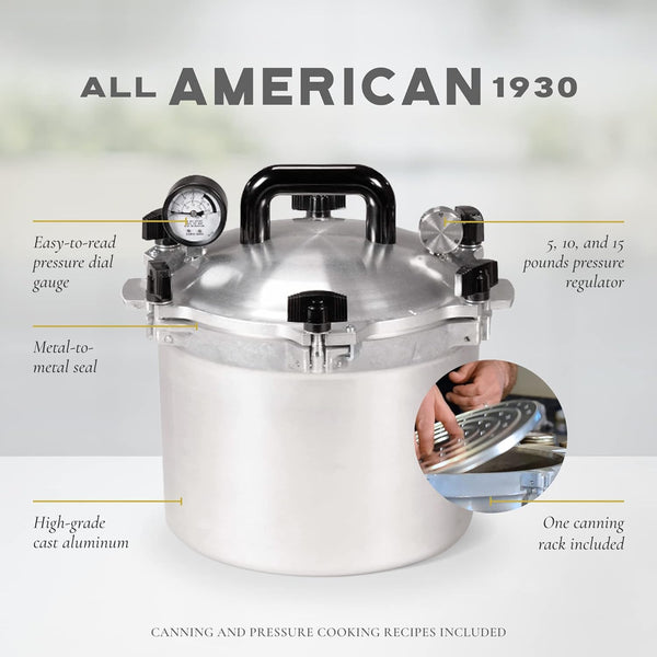 AllAmerican193010.5-QuartPressureCookerCanner_The910_-ExclusiveMetal-to-MetalSealingSystem_EasytoOpen_Close_CompatiblewithAllStovetops_MadeinUSA