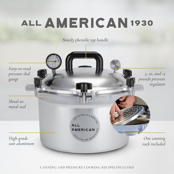 All American 1930 15.5 qt pressure cooker canner with metal to metal seal